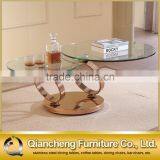 2017 Glass Top Round Fold Coffee Table Extendable Tea Table thumbnail-2