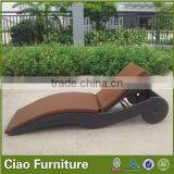 Modern Design Outdoor Furniture Synthetic Rattan Chaise Lounge With Wheel thumbnail-3