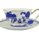 200ml Bone China European Style Blue Flower Pattern Tea Cup With Plate Set for Promotion Gift thumbnail-1