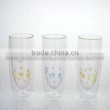 Clear Dubble Wall Wine Drinking Glass Beer Glass Tall Cup With Logo thumbnail-2