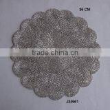 Flower petal style round Glass bead place mat in silver colour other colours also available