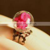 Wholesale Glass Globe Bottle (24mm) With Gold Plated Lace Adjustable Ring thumbnail-1
