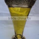 Brass Antique Glass Flower Vases Home Decoration thumbnail-1