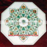 White Marble Inlay Coffee Table Tops thumbnail-1