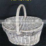 Grey Wicker Picnic Basket With Lids thumbnail-1