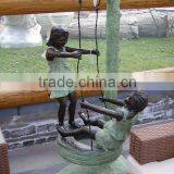 Bronze Boy and Girl Swing Garden Statue thumbnail-1