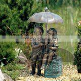Bronze Boy & Girl Umbrella Fountain II thumbnail-2
