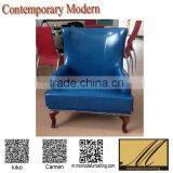 Project Customized Living Room Bedroom Furniture Retro Blue Leather Leisure Chair Luxury Coffee Shop Sofa Chair thumbnail-1