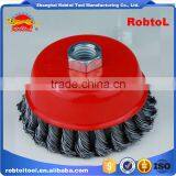 5" Steel Wire Cup Brush Wheel Twist Knot Crimped Bowl Disc Abrasive M14 Round Grinding Cheaning Brush thumbnail-5