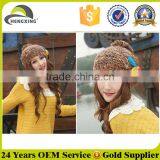 Colorful Women Hand Work Knitted Hat Hot Sale Custom thumbnail-4