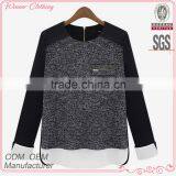 Autumn Fashion Simple Style Contrast Color Straight Fit Knitted Casual Wear Back Zipper Ladies Blouse Designs 2015 thumbnail-1