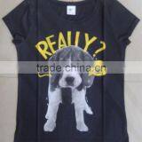 95% Cotton,5%elastic Printed Short Sleeve Ladies T-shirts thumbnail-1