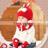 TC13004 Latest Fashion Baby Knitted Beanie Hat With Winter Warmed Scarf and String Mittens thumbnail-5