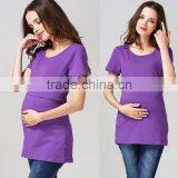 Cotton Crosswise Open Maternity T-shirt With Multi Color for Choice thumbnail-2