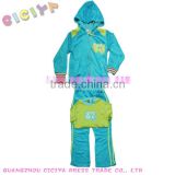 Teen girls velvet pajama 3pcs set kids blue color design pajamas for winter