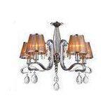 Chrome 5 Light Indoor Luxury Contemporary Chandeliers Light / Lamp With Fabric Shade