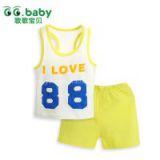 2015 New 100%Cotton Summer Baby Sets Sleeveless Baby Vest+Shorts Suits Fashion Letter Newborn Baby Girl Boy Clothes Suits