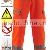 Orange Waterproof Mens Work Trousers with reflective tape