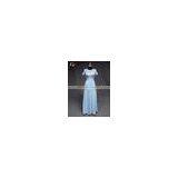 High Quality Lace Chiffon Long Bridesmaid Dress With Short Sleeve thumbnail-2