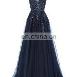 Grace Karin Elegant Deep V-Back Soft Tulle Netting Sleeveless Long Navy Blue Evening Dress 8 Size US 2~16 GK000130-1 thumbnail-5