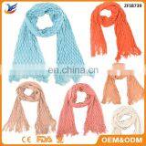 2017 Hollow Out Double Hook Flower Lady Warm Shawl Wool Scarf With Tassel