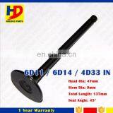 Engine Parts 6D11 4D33 6D14 Excavator Intake Inlet Outlet Exhaust Valve IN EX