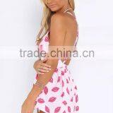 Hot Selling Summer Red Lips Printed Condole Jumpsuits thumbnail-2
