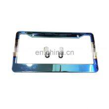 Guangzhou Baked Blue Surface Stainless Steel Car Slim Design With Bolts Washer Caps Licence Plate Frame thumbnail-2