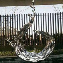 Customized Wave Sculpture Outdoor Square Theme Decoration Stainless Steel Sculpture thumbnail-2