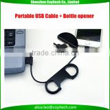 Multifunctional USB charge cable + bottle opener private lable for iphone, samsung, ipad