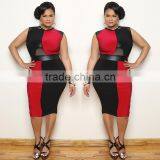 F20039A Latest fashion plus size women evening dress for fat women gauze leather spliced dress
Supplier's Choice