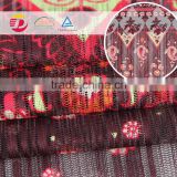 Popular 100% polyester knit flower print on lace fabric