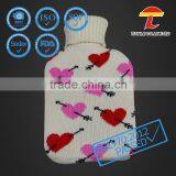 Natural Rubber Hot Water Bottle With Cupid's Arrow Design Knitted Cover thumbnail-2