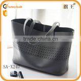 Korean Promotional Shoulder Bag Fashion Genuine Leather Tote Bag Large Hollow Out Bag 2015