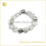 Stainless steel charms jeweled bracelet