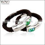 Cuff Bracelet Cheap Leather Bracelets Stainless Steel Monogram Leather Cuff Bracelet thumbnail-4