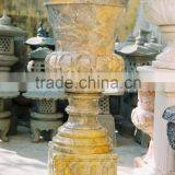 Garden Split Pot Planter Flower Marble Stone Hand Carved Sculpture for Home Garden