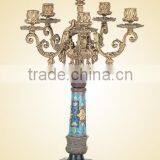 An Imitation Antique Gilt Brass Simple Candle Holders With Enamel DecorationJGLT-40 thumbnail-1