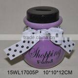 Cute Pink Ceramic Money Saving Box for Adult With Black Cover thumbnail-6