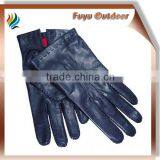 High-end CHINA Short Blue Warm Lambskin Plain Style Lined Mens Lined Gloves