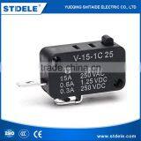 15A/250VAC CCC,CE Approved 3 Pins Mini Switch Subminiature Micro Switch V-15-1C25