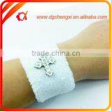 Terry Cotton Sport Timer Wristband Sweatband White thumbnail-2