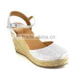 The Shoes Lady 2016 New Design Sandal Shoes Women Glitter Wedge Jute Sole Espadrilles thumbnail-1