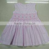 Pink Stripe Seersucker Smocked Children Clothing Wholesale thumbnail-2