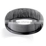 Men's Wedding Band in Black Zirconium Black Titanium Ring With Simulated Stones thumbnail-4