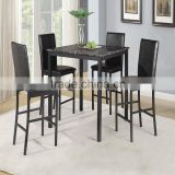 High legs Dining table chairs black color furniture