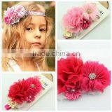 Shabby Flower Pearl Rhinestone Nylon Headbands