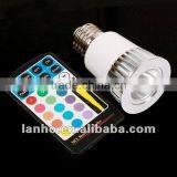 E27 5W 100-240V Colorful RGB LED Bulb Light Lamp Spotlight With IR Remote Control