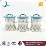 Modern Style Ceramic Storage Containers With Blue Lid thumbnail-1