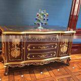 European French Style Fine Carved Upholstered Golden Trim Bisini New Product Bedroom Set thumbnail-5